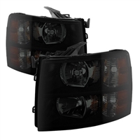 2007 - 2014 Chevy Silverado 3500HD Crystal Headlights - Black/Smoke