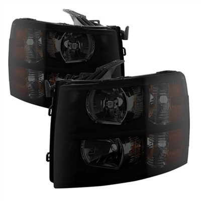 2007 - 2014 Chevy Silverado 3500HD Crystal Headlights - Black/Smoke
