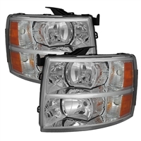 2007 - 2014 Chevy Silverado 3500HD Crystal Headlights - Chrome