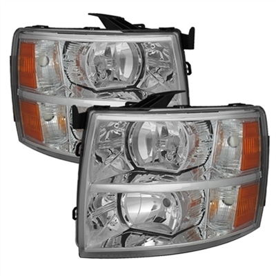 2007 - 2014 Chevy Silverado 3500HD Crystal Headlights - Chrome