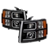 2007 - 2014 Chevy Silverado 3500HD Projector Light Tube Headlights - Black
