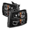 2007 - 2014 Chevy Silverado 3500HD Projector LED Halo Headlights - Black
