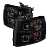 2007 - 2014 Chevy Silverado 3500HD Projector LED Halo Headlights - Black/Smoke