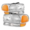 2001 - 2007 GMC Sierra 3500 Euro Style Headlights + Bumper Lights - Chrome