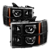2007 - 2014 GMC Sierra 3500HD Projector LED Halo Headlights - Black