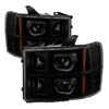 2007 - 2014 GMC Sierra 3500HD Projector LED Halo Headlights - Black/Smoke