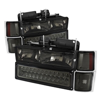 1994 - 1998 Chevy C/K Series Euro Style Headlights + Corner + LED Bumper lights - Smoke