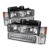 1992 - 1999 Chevy Suburban Euro Style Headlights + Corner + LED Bumper lights - Chrome