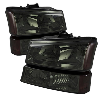 2003 - 2007 Chevy Silverado HD Crystal Headlights + Bumper Lights - Smoke