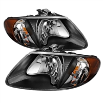 2001 - 2007 Chrysler Town & Country Crystal Headlights - Black