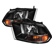 2009 - 2012 Dodge Ram 1500 Crystal Headlights - Black