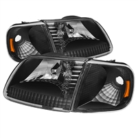 1997 - 2003 Ford F-150 Crystal Headlights + Corner Lights - Black