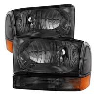 1999 - 2004 Ford Super Duty Crystal Headlights + Bumper Lights - Smoke