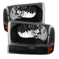 1999 - 2004 Ford Excursion Crystal Headlights + Bumper Lights - Black