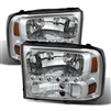 2000 - 2004 Ford Excursion 1PC Crystal DRL Headlights - Chrome