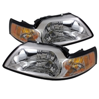 1999 - 2004 Ford Mustang OEM Style Headlights - Chrome