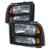 2005 - 2007 Ford Super Duty Crystal Headlights - Black