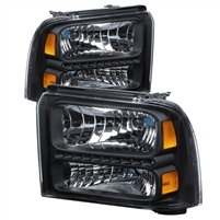 2005 - 2007 Ford Super Duty Crystal DRL Headlights - Black