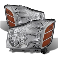 2004 - 2014 Nissan Titan OEM Style Amber Headlights - Chrome