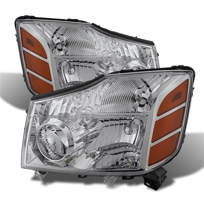 2004 - 2007 Nissan Armada OEM Style Amber Headlights - Chrome