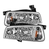 2006 - 2010 Dodge Charger Crystal DRL 1PC Headlights - Chrome