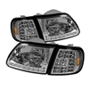 1997 - 2002 Ford Expedition Crystal DRL Headlights + LED Corner Lights - Chrome
