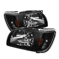 2001 - 2004 Toyota Tacoma 1PC Crystal DRL Headlights W/ Chrome Trim - Black