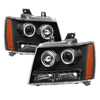 2007 - 2014 Chevy Suburban Projector LED Halo Headlights - Black