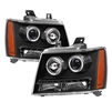 2007 - 2014 Chevy Tahoe Projector LED Halo Headlights - Black