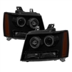 2007 - 2014 Chevy Tahoe Projector LED Halo Headlights - Black/Smoke