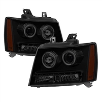 2007 - 2013 Chevy Avalanche Projector LED Halo Headlights - Black/Smoke