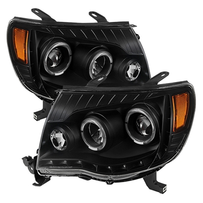 2005 - 2011 Toyota Tacoma Projector LED Halo Headlights - Black