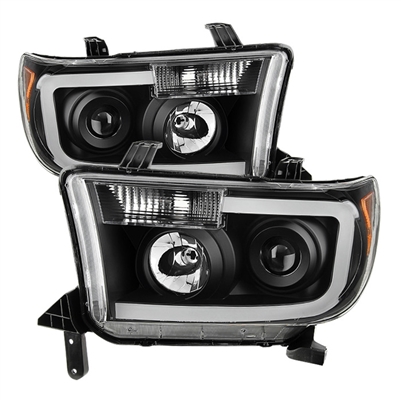 2007 - 2013 Toyota Tundra Projector LED Light Bar Headlights - Black