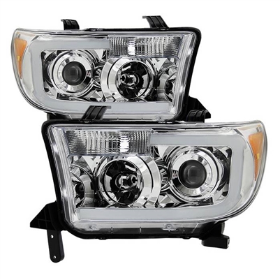 2008 - 2013 Toyota Sequoia Projector LED Light Bar Headlights - Chrome