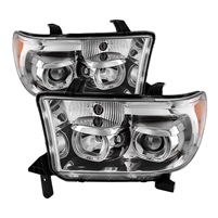 2007 - 2013 Toyota Tundra Projector LED Halo Headlights - Chrome