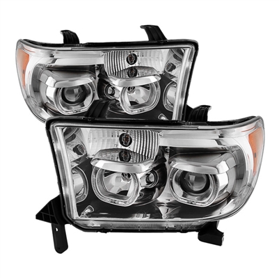 2008 - 2013 Toyota Sequoia Projector LED Halo Headlights - Chrome