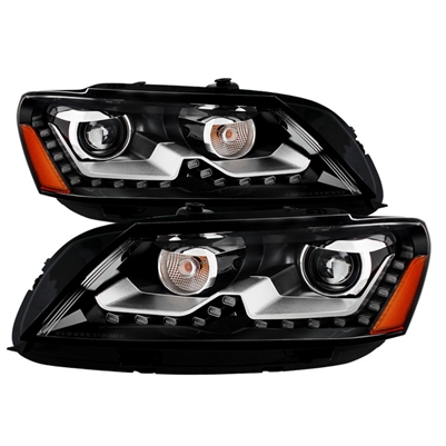 2012 - 2014 Volkswagen Passat (Non-AFS Halogen Model) Projector Headlights - Black