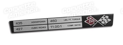 1-2475 69 Console Dataplate. 427/435