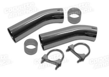 1-32373 Corvette Exhaust Extensions. Curved Non-Flared 1974-1975-1976-1977-1978-1979-1980-1981-1982