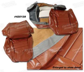 1-420139 81 Leather Seat Covers. Cinnabar Leather/Vinyl Original 4--Bolster