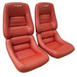 1-420224E 1979-1981 Corvette Embroidered Leather Seat Covers. Red 100%-Leather 4--Bolster