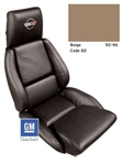 1-420782E 1992 Corvette Embroidered Leather Seat Covers. Beige Sport