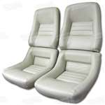 1-422566 79-80 Mounted Leather Seat Covers. Oyster Lthr/Vinyl Original 4--Bolstr