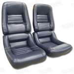 1-422646 82 Mounted Leather Seat Covers. Dark Blue 100%-Leather 4--Bolster