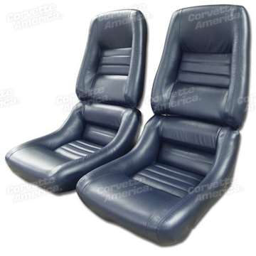 1-422648 79-81 Mounted Leather Seat Covers. Dark Blue 100%-Leather 4--Bolster