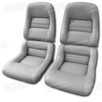 1-423268 82 Mounted Leather Seat Covers. Gray Lthr/Vinyl Original 2--Bolster