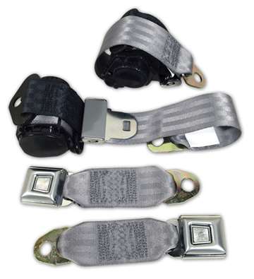 1-43187 74-77 Gray Lap & Shoulder Coupe Seat Belts - Single Retractor