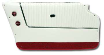 1-4372Z2 64 Door Panels. White With Red Carpet - Coupe - With Trim