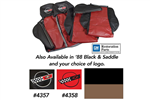 1-44234E 1988 Corvette Embroidered Custom 100% Leather Seat Covers Sport - Black & Saddle