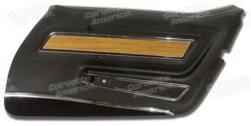 1-443820 Corvette Door Panel. Black Deluxe With Teak Insert Right Hand 1976